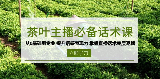 （13961期）茶叶 主播必备话术课 从0基础到专业 提升语感表现力 掌握直播话术底层逻辑-众创项目基地