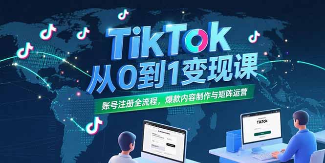 （15346期）TikTok从0到1变现课，账号注册全流程，爆款内容制作与矩阵运营-众创项目基地
