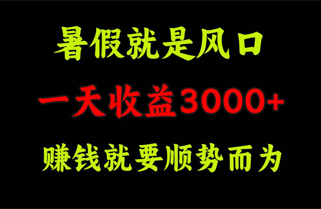 一天收益3000+ 赚钱就是顺势而为，暑假就是风口-众创项目基地