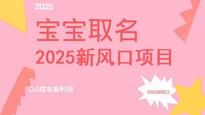 （14593期）2025新风口项目宝宝取名，0成本高利润，附保姆级教程，月入过万不是梦-众创项目基地