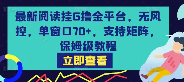 最新阅读挂G撸金平台，无风控，单窗口70+，支持矩阵，保姆级教程【揭秘】-众创项目基地