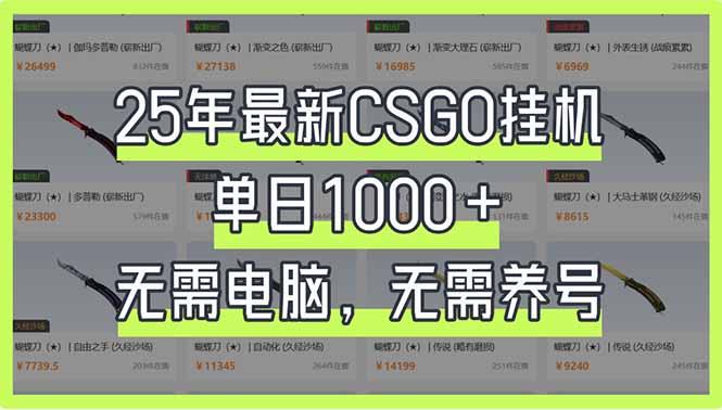 （14178期）25年最新CSGO挂机系统，单日1000+，无需电脑，无需养号，0基础可上手-众创项目基地