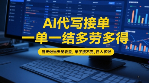 AI代写接单，一单一结多劳多得，当天做当天见收益，单子接不完，日入多张【全网最全实操课程】-众创项目基地