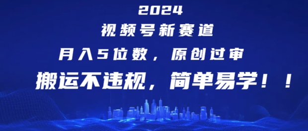 2024视频号新赛道，月入5位数+，原创过审，搬运不违规，简单易学-众创项目基地