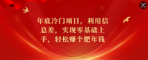 年底冷门项目，利用信息差，实现零基础上手，轻松赚个肥年钱【揭秘】-众创项目基地