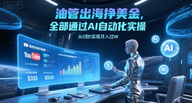 油管出海挣美金，全部通过AI自动化实操，从0到1实现月入过W-众创项目基地