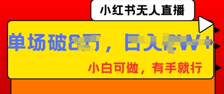 小红书无人直播，纯小白可做，有手就行，单场直播销售额破8w-众创项目基地