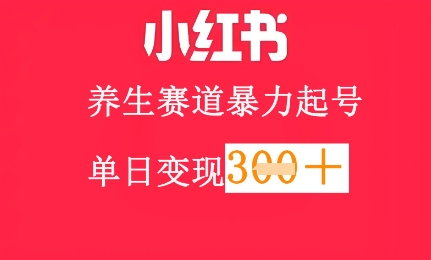 小红书养生赛道，暴力起号，轻松日入3张+-众创项目基地