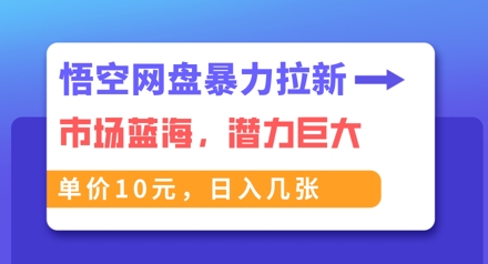 悟空网盘暴力拉新：一单10元，市场空白，日入几张-众创项目基地