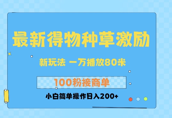 最新得物创作者收益玩法，一万播放100+，后续接广告变现，小白简单操作日入200+-众创项目基地