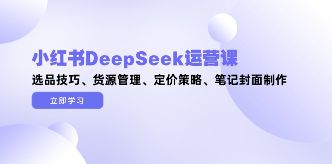 （14748期）小红书DeepSeek运营课，选品技巧、货源管理、定价策略、笔记封面制作-众创项目基地