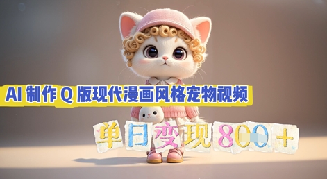 AI制作Q版现代漫画风格宠物视频，单日变现几张-众创项目基地