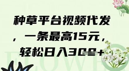 种草平台视频代发，一条最高15元，轻松日入3张-众创项目基地
