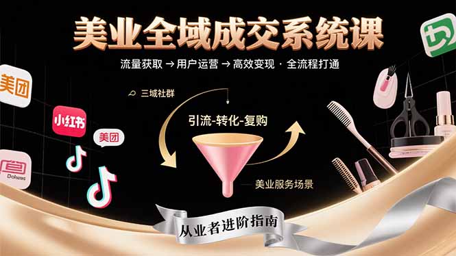 （15650期）美业全域成交系统课程：帮助美业从业者打通从流量获取到高效变现全流程-众创项目基地