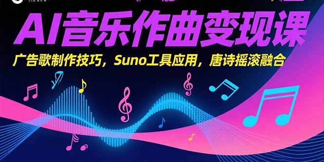 （15370期）AI音乐作曲变现课，广告歌制作技巧，Suno工具应用，唐诗摇滚融合-众创项目基地
