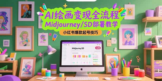 （15324期）AI绘画变现全流程，Midjourney/SD部署教学，小红书爆款起号技巧-众创项目基地