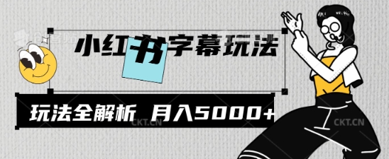 小红书字幕玩法，玩法全解析，月入2000+-众创项目基地
