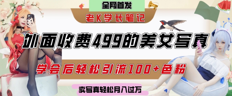 外面收费499的美女写真制作技术，学会后轻松引流S粉变现，日引100+S粉，轻松月入过W-众创项目基地