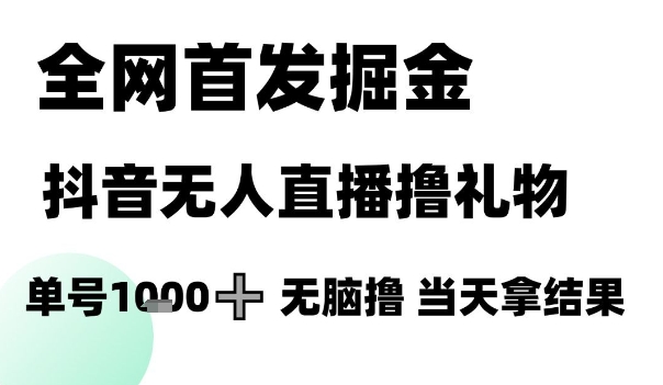 全网首发掘金抖音无人直播撸礼物，单号1k +无脑撸，当天拿结果【揭秘】-众创项目基地