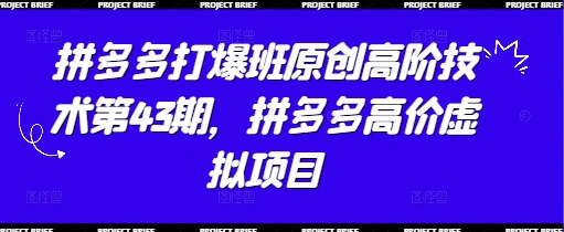 拼多多打爆班原创高阶技术第43期，拼多多高价虚拟项目-众创项目基地