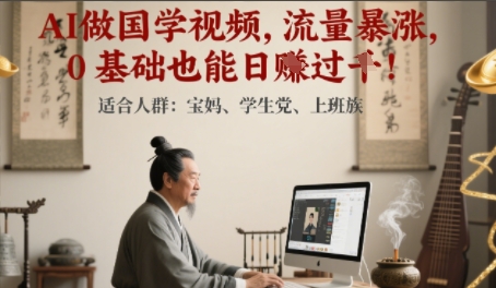 AI做国学视频，流量暴涨 ，0 基础也能日入多张-众创项目基地