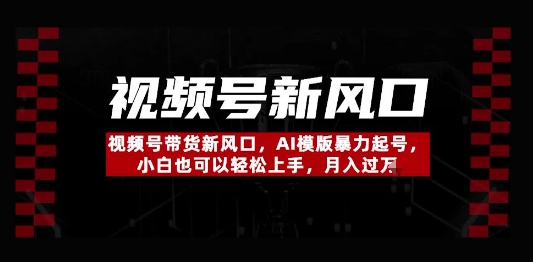 视频号带货新风口，AI模版暴力起号，小白也可以轻松上手，月入过W-众创项目基地