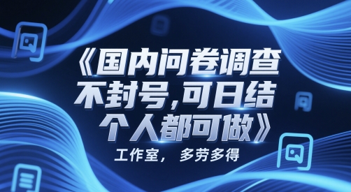 国内问卷调查，不封号，可日结，多劳多得，工作室，个人都可做-众创项目基地