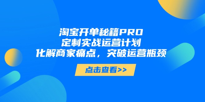 （14642期）淘宝开单秘籍PRO，定制实战运营计划，化解商家痛点，突破运营瓶颈-众创项目基地