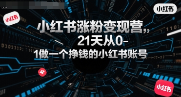 小红书涨粉变现营，21天从0-1做一个挣钱的小红书账号-众创项目基地