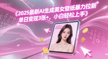 2025最新AI生成美女壁纸暴力拉新, 单日变现3张+，小白轻松上手-众创项目基地