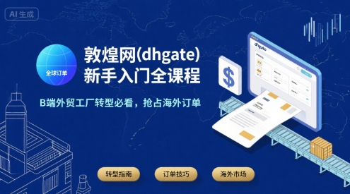敦煌网(dhgate)新手入门全课程，B端外贸工厂转型必看，抢占海外订单-众创项目基地
