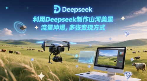 利用Deepseek制作山河美景，流量冲爆，多张变现方式-众创项目基地