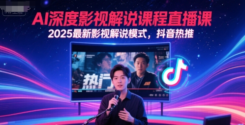 AI深度影视解说课程直播课，2025最新影视解说模式，抖音热推-众创项目基地