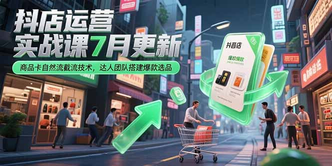 （15329期）抖店运营实战课7月更新，商品卡自然流截流技术，达人团队搭建爆款选品-众创项目基地