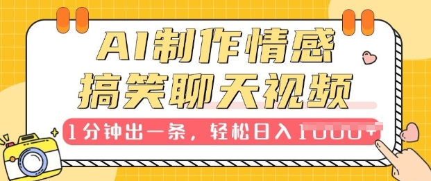AI制作情感搞笑聊天视频，1分钟出一条，100%过原创，新手也能轻松上手-众创项目基地