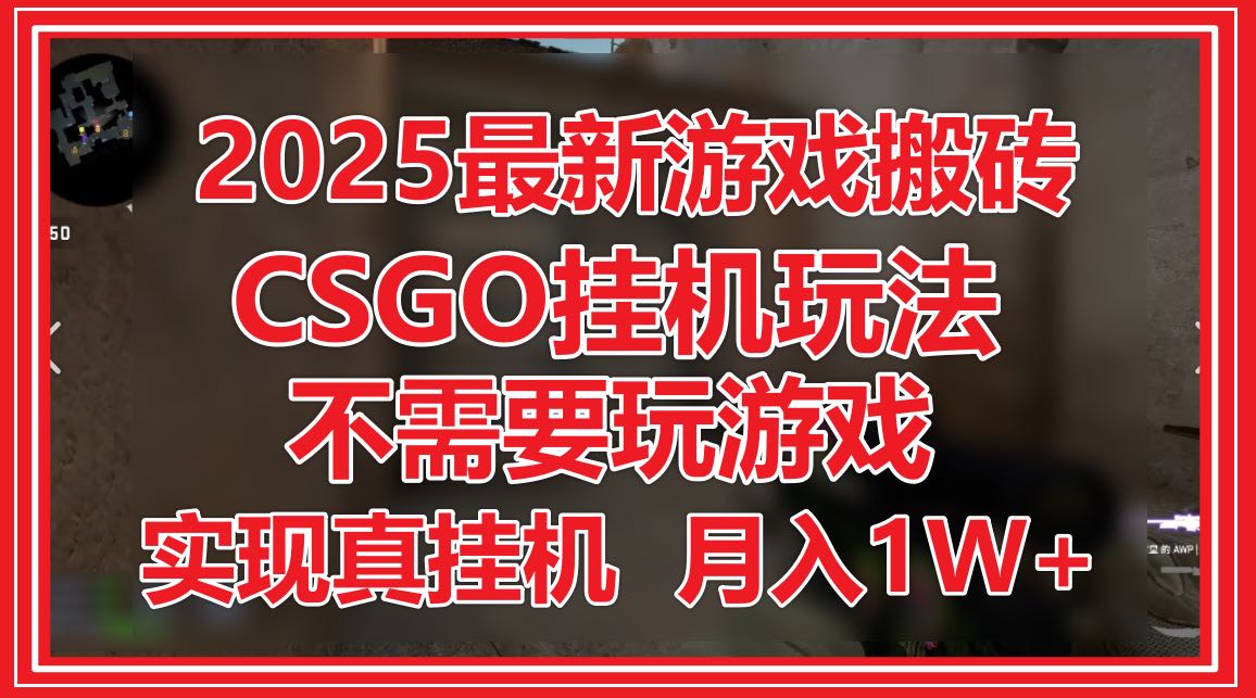 （14743期）2025最新游戏搬砖，CSGO挂机，不需要玩游戏，实现真挂机，月入1W+-众创项目基地