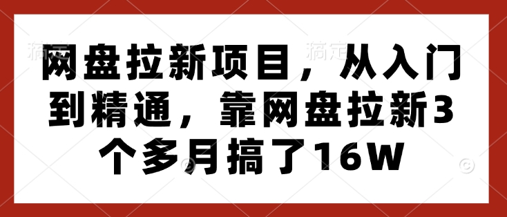 网盘拉新项目，从入门到精通，靠网盘拉新3个多月搞了16W-众创项目基地
