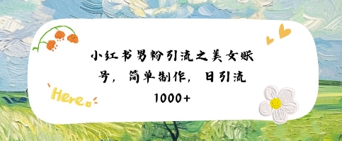 小红书男粉引流项目之美女账号6，简单制作，条条爆款原创，不违规-众创项目基地